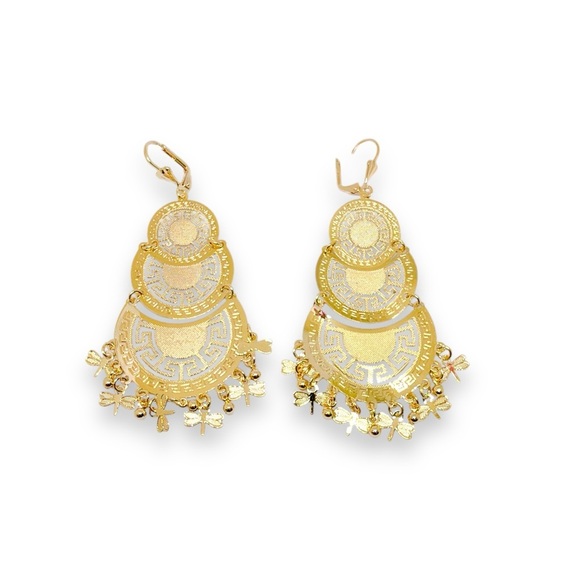 Elegant Dangle Mariachi Gold plated Statement Earrings - Picture 2 of 3